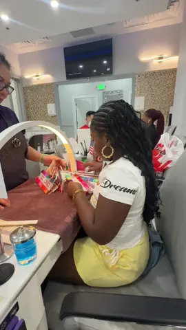 A post by @brownskinmami1 on TikTok caption: summa overlay yellow nails for Zbear😍😍💛 #brownskinmami #trending #nails 