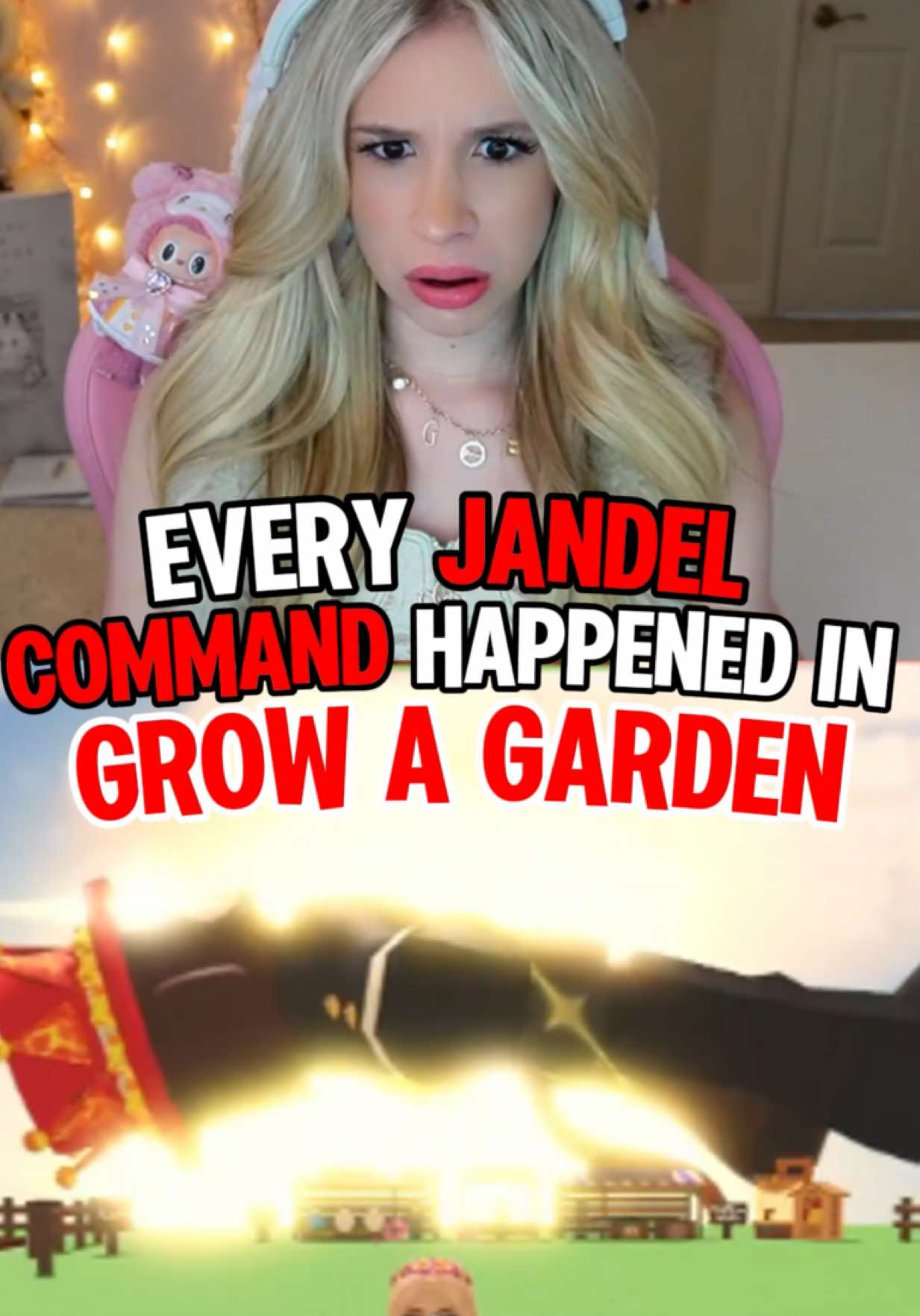 A post by @lanaslifeee on TikTok caption: Have you experience the JANDEL COMMANDS in GROW A GARDEN on ROBLOX? 🙈🤭🪴