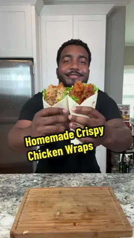 A post by @blackfoodiefinder on TikTok caption: Homemade Crispy Chicken Wraps 🌯 (via @Eatwitzo)   Full Ingredient list:  2 lb chicken tenders  1/2 cup hot sauce  3 large eggs  1 packet sazon  1 tsp garlic powder 1 tsp onion powder 1 tsp black pepper 1 tsp dried oregano  1/2 tsp salt  For flour mixture:  2 cups flour  1 packet sazon  1 tbspgarlic powder 1 tbsp onion powder 1 tbsp  black pepper 1 tbsp dried oregano  1 tbsp cayenne pepper (optional)  2-3 tsp salt (optional) For honey mustard:  3/4 cup mayo  2 tbsp dijon mustard  1/4 cup honey 1/2 tsp smoked paprika  1/2 tsp black pepper  For hot honey:  1/2 cup honey  1/2-3/4 cup hot sauce  2-3 dashes Worcestershire  Lettuce to garnish  Shredded cheese to garnish  Preferred frying oil #BlackFoodieFinder #snackwrap #mcdonaldscopycat #crispychickenwrap 
