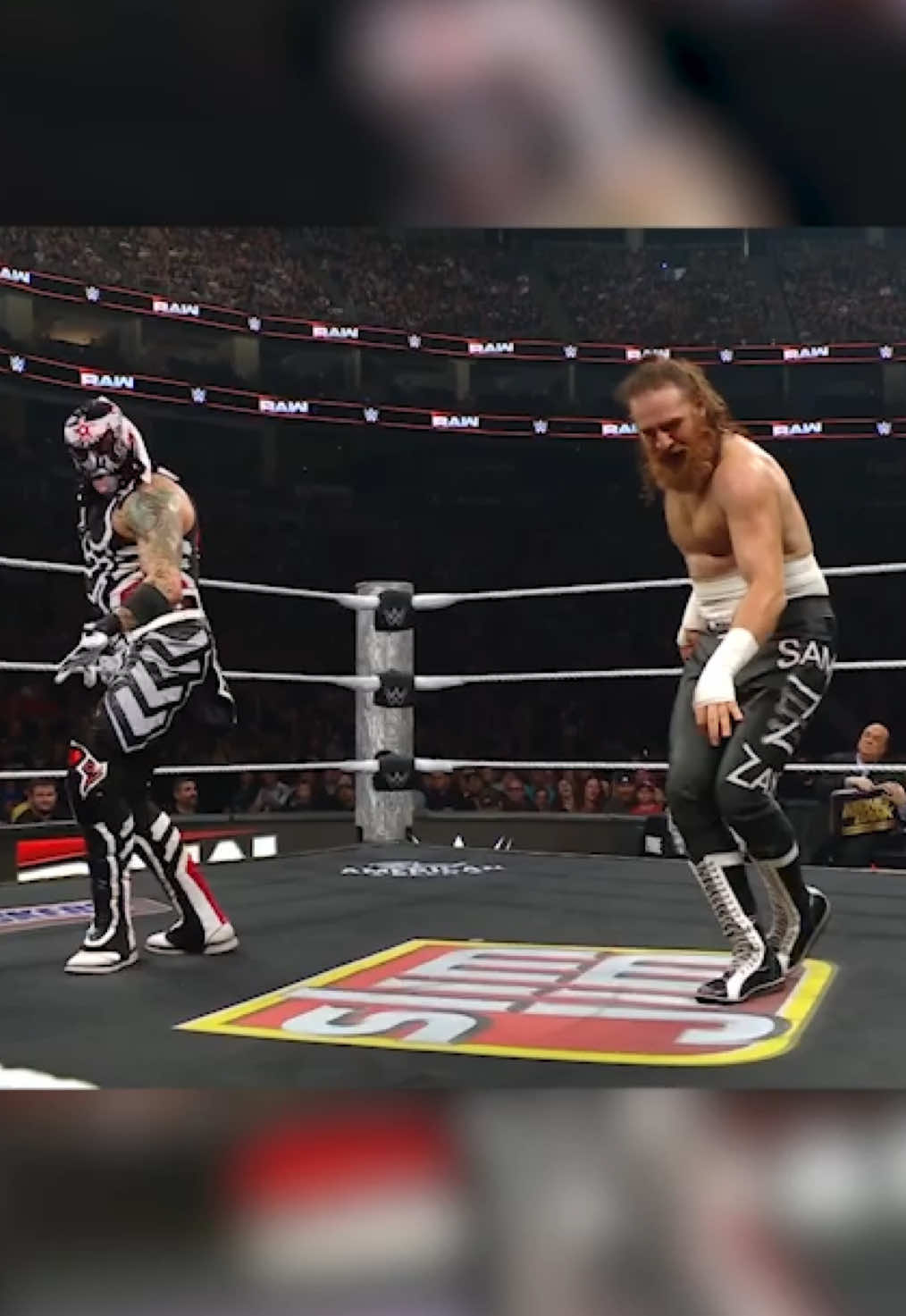 A post by @wwe on TikTok caption: That was too smooth 😎 #WWE #SamiZayn #Penta #BronsonReed #BronBreakker #PaulHeyman