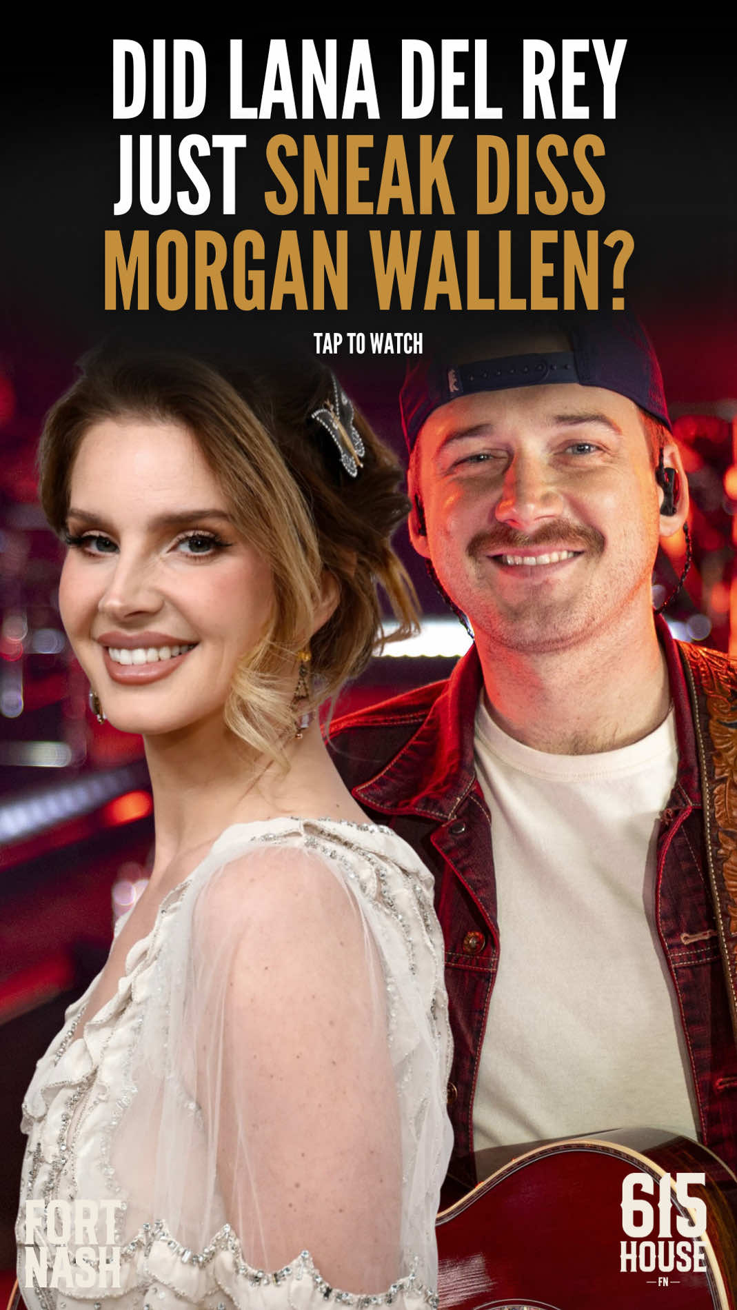 A post by @the615house on TikTok caption: It all kicked off at Stagecoach on April 25th, when Lana Del Rey debuted her song “57.5” and warned, “This is the last time I’m ever gonna say this line” — just before singing “I kissed Morgan Wallen…” 😘 At a recent show, Lana rolled her eyes and made a face during that lyric - seemingly throwing shade 👀 Let us know…was it a diss, regret, a joke, or just Lana being Lana? 👇 🎥: @LANA DEL REY 