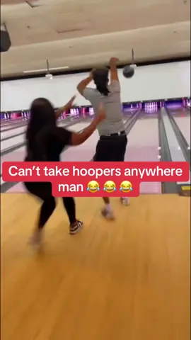 A post by @whistle on TikTok caption: Ball is always life 😂 (Via: @BigBossRi) #bowling #basketball #hooper #strike #bball #bowlingball #threepointer 