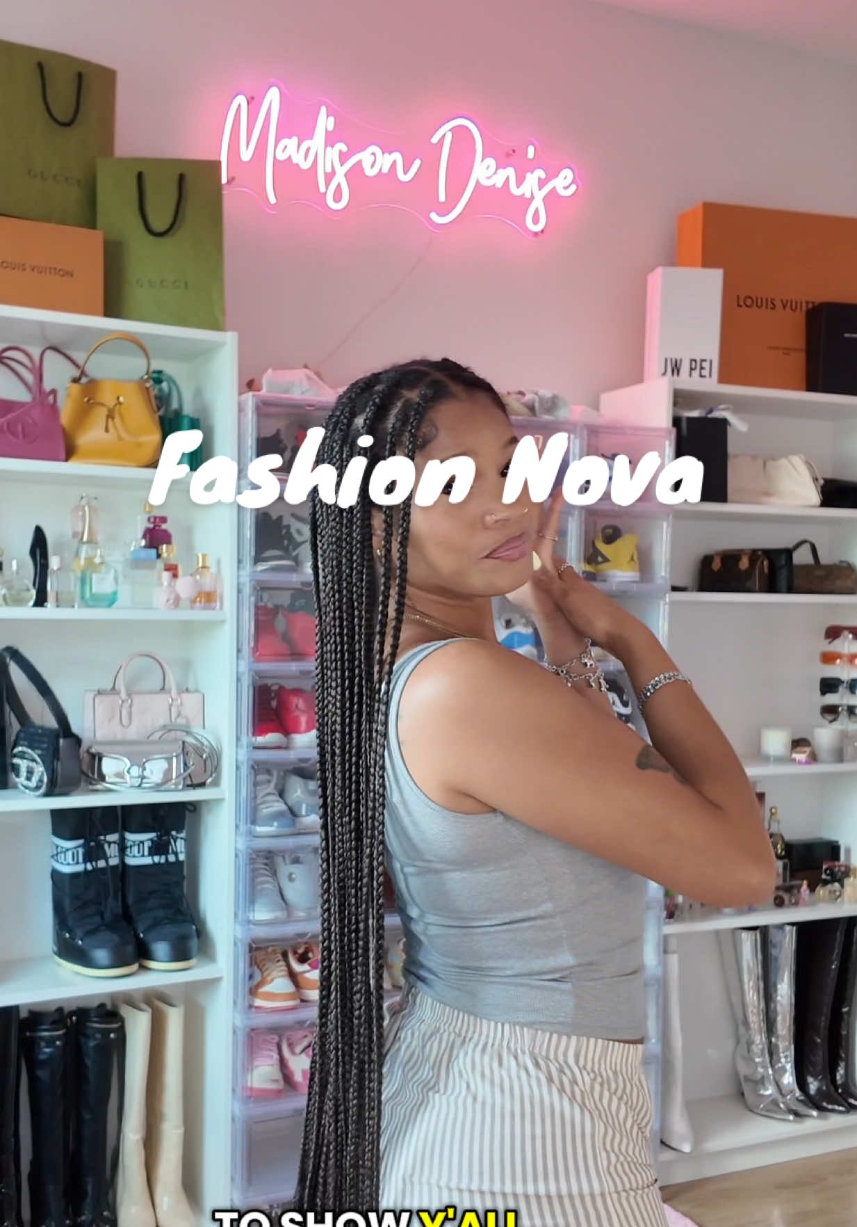 A post by @iammadidenise on TikTok caption: @Fashion Nova #fashionnova #fashionnovapartner #pajamajam  🔎 Teddy Bear Ribbed PJ Short Set - Heather Grey 🔎 Time For A Nap PJ Short Set - Pink/combo 🔎 Stay Asleep PJ Short Set - Yellow