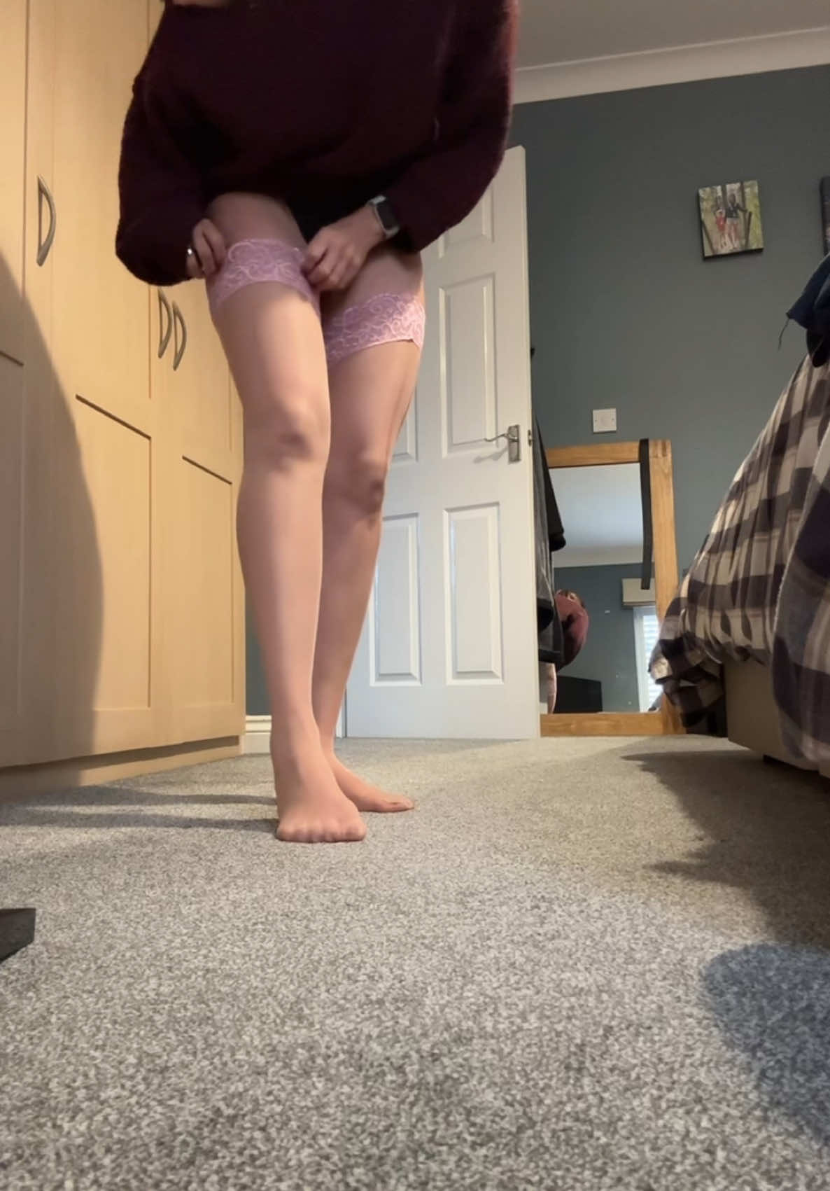 A post by @itshann16 on TikTok caption: Love these @Boux Avenue hold ups the pink is so pretty 😍 #mumsoftiktok #tallgirl #millenialfashion 