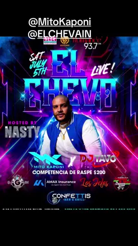 A post by @elpapayinn on TikTok caption: 🍾🔥 A SOLO 4 DIAS‼️ EL CHEVAIIIN 🍾🔥 BOLETOS ❌️ VIP SECTIONS ❌️ VIP TABLES  The G Spot Barber Shop | 504.338.9115 ☎️ ⏩️⏩️⏩️ $15 GENERAL | $25 VIP ⏪️⏪️⏪️ El Chevo ❌️ Mr. High Level ❌️ Mito Kaponi  Djtavo Nola ❌️ HOSTED BY NASTY MTZ