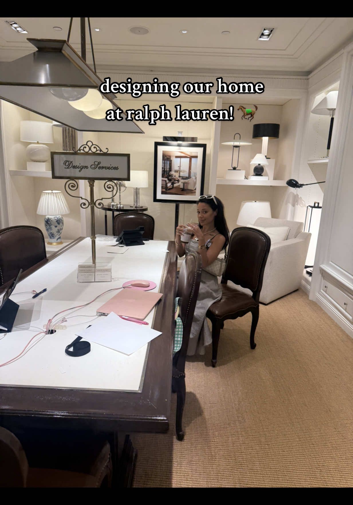 A post by @fancytiktokbygab on TikTok caption: designing our home at @Ralph Lauren #nyc #fyp 🐎 