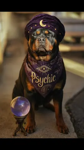 A post by @actionjackson2019 on TikTok caption: Who needs a reading? 🌌 Jacksons psychic abilities are limited to predicting things ☪️ #dog #dogsoftiktok #psychicreading #psychic #psychicmedium #free #rott #rottweiler #rottweilersoftiktok 