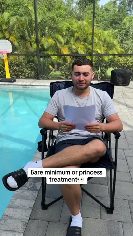 A post by @thecarlinfamily on TikTok caption: How did he do? Do we agree with these?😂👀 #fyp #thecarlins #husband #trend #princesstreatment #bareminimum #funny #marriedlife #viral #trending #4u 