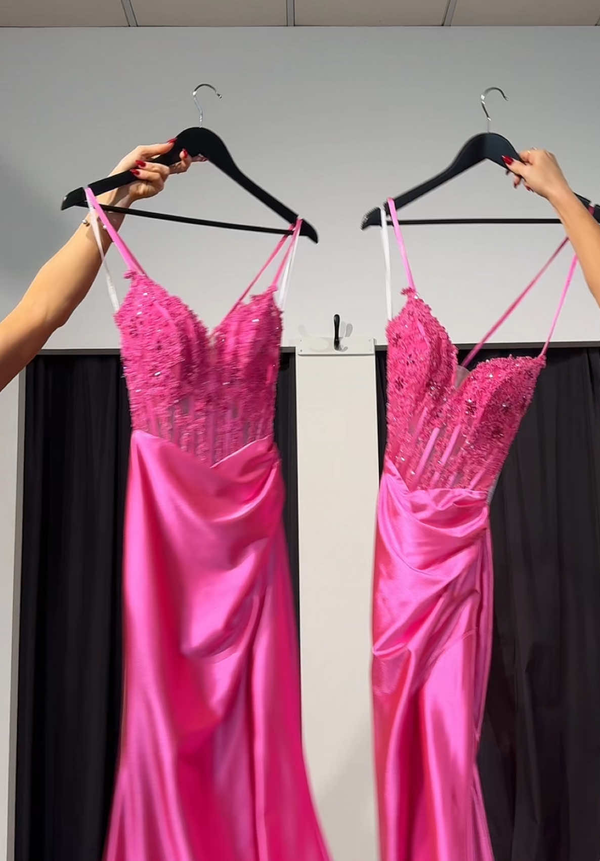 A post by @rybkatwinsofficial on TikTok caption: Prom video now live on our YouTube channel! 💖🎀👗 #twins #prom #balldress @The Gown Gods 