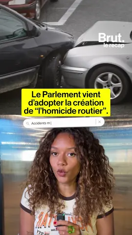 A post by @brutofficiel on TikTok caption: Il est 20h. Le Parlement vient d’adopter la création du délit “d’h*micide routier”. @Canelle Sab récap. 