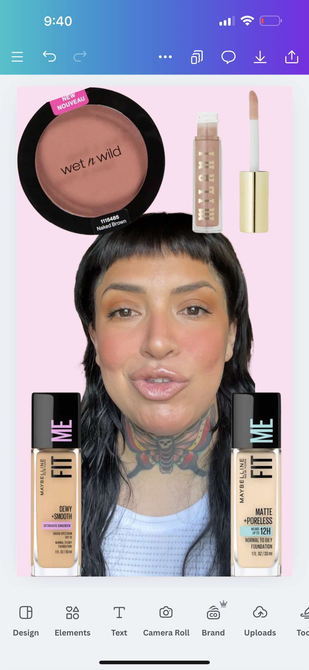 A post by @ninaghoulina on TikTok caption: MAKEUP ROUTINE 🫠