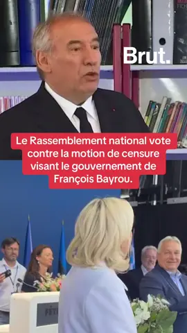 A post by @brutofficiel on TikTok caption: Le Rassemblement national vote  contre la motion de censure  visant le gouvernement de  François Bayrou.