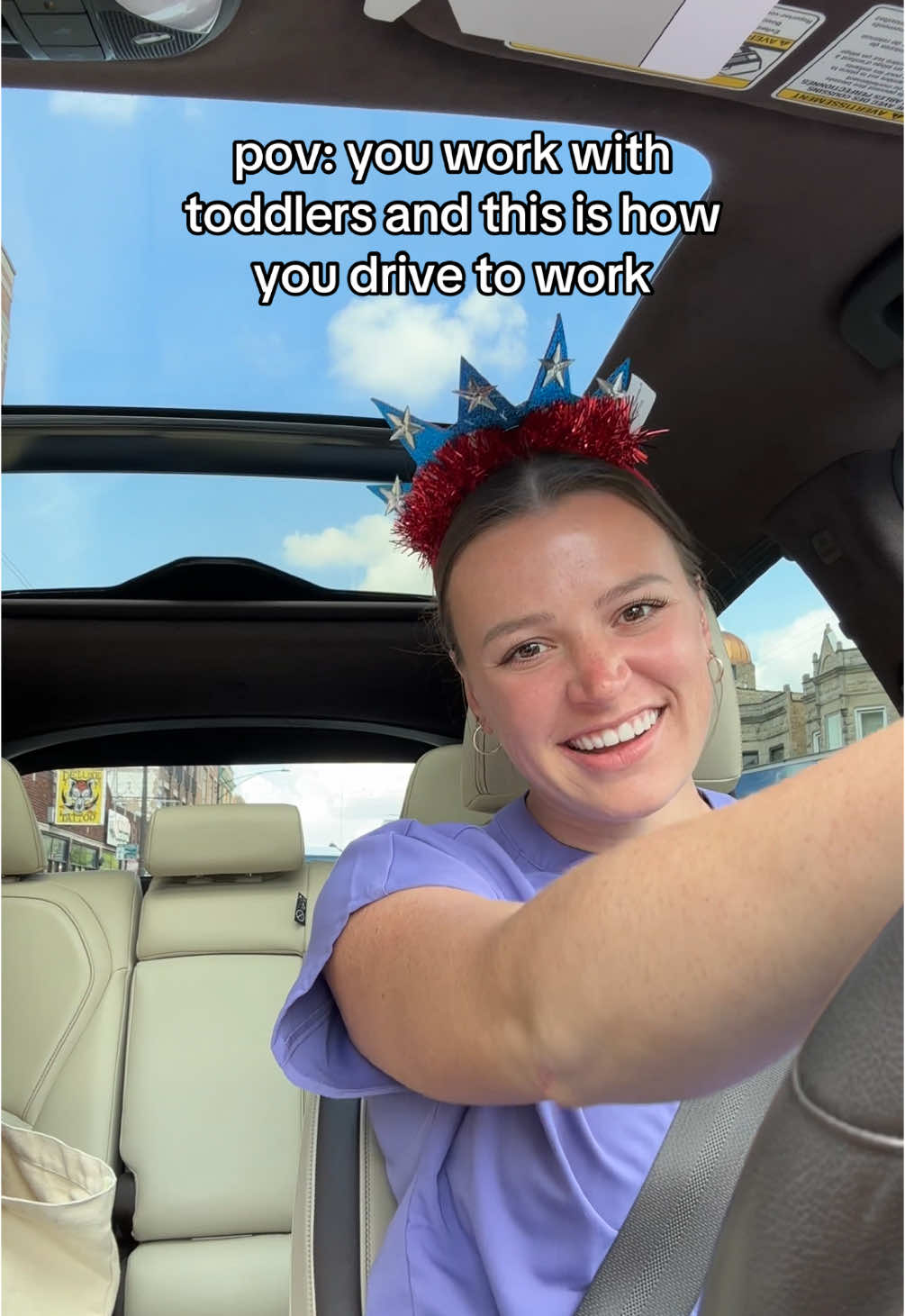 A post by @peds_slp on TikTok caption: The music in the car sets the mood for the day… I dont make the rules  #slp #parenting #viralvideo #funnyvideo #childcare #babiesoftiktok #teachersoftiktok #foryourpage #lovemyjob #slp #relatable #daycare 