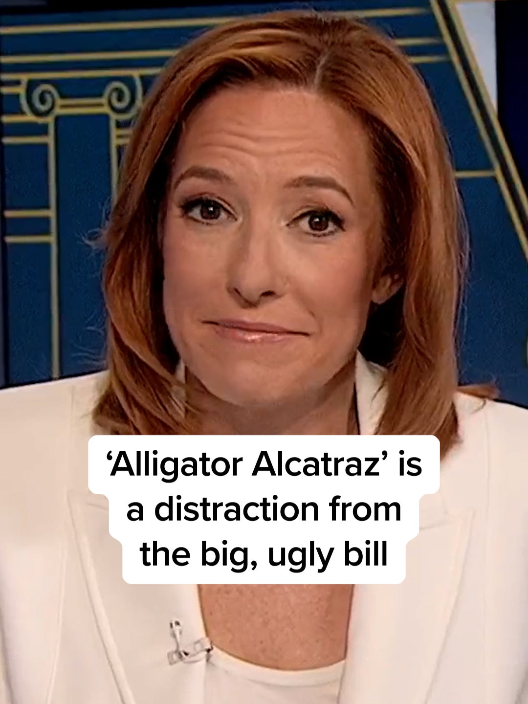 A post by @jenpsaki on TikTok caption: Jen Psaki fields a question from Monday's White House Press Briefing. @msnbc #jensversion #immigration #alligatoralcatraz #trump #congress #senate #house