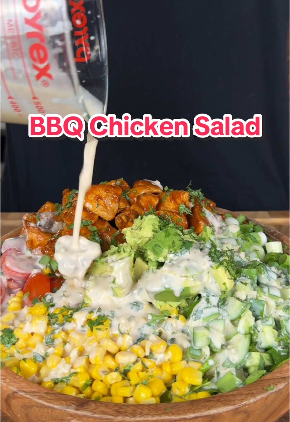 A post by @ice.karimcooks on TikTok caption: Save this ‼️ Honey Barbecue Chicken Salad For Weight Loss 🤯 (Recipe 👇🏽) IB: @Marlon & Camille  Macros per serving (X3 big bowls): 469 Calories |55g P | 24g C | 16g F Ingredients Chicken: 1lb chicken breast, cut into bite size pieces 1 tbsp olive oil 1tsp onion powder 1tsp chili powder 1tsp old bay seasoning  1/2tsp black pepper 1/4 cup sugar free bbq sauce 2 tsp honey Salad: 4 cups Romaine, chopped 1 Avocado, cubed 1 cup cherry Tomato, chopped 1/2 cup green onion  1/2 cup corn 2-3 tbsp cilantro Salad dressing: 1 cup non fat Greek yogurt 2 tbsp red wine vinegar 2 tbsp Dijon mustard 2 tbsp water 1 tbsp honey 🍯  Garlic cloves 2-3 cloves minced Squeeze of lemon 🍋  Salt & pepper, to taste Enjoy 😍 . . . . #icekarim #healthyrecipes #EasyRecipes #mealprep #quickrecipes