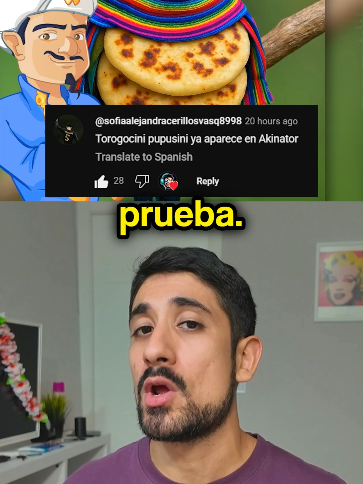 A post by @javiercazarez on TikTok caption: Torogozini Pupusini sale en Akinator? 😳 #curiosidades #elsalvador #brainrot #akinator #humor
