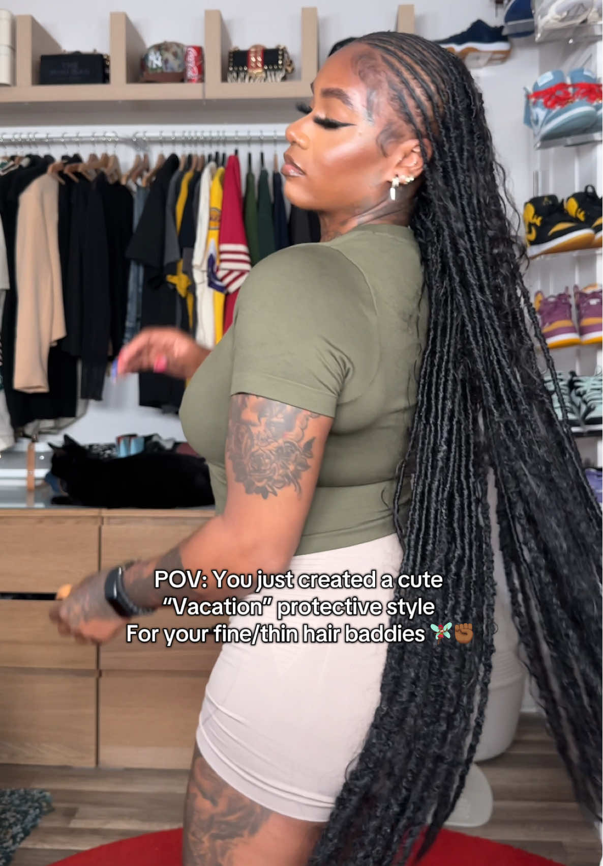 A post by @laurasiaandrea on TikTok caption: I thought about this style in my dream and the execution is jaw dropping 🥲😎 Flat twist x Soft locs x Human hair locs x boho = Soft Fairyy Locs 🧚🏾‍♀️ I decided to do them pretty long just to add some flare but you could of course do this style any length you choose. I wanted to do something with no tension around my edges and no crazy pulling to protect my hair for summer. This style is so perfect, I love it 😍 Tutorial is next! Xoxo Mama Fairyy  Stylist: @suziesuediditt  #softfairyylocs #fauxlocs #tutorial #laurasiaandrea #laurasia_yt #laurasiaandreapcos #explore #fyp #blackgirl #5k #viral #hairtok #locs #laurasia 