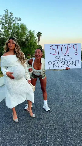 A post by @official_janina on TikTok caption: When you’re protective over your pregnant bestie…🤰🏽✋🏾 @Liane V 