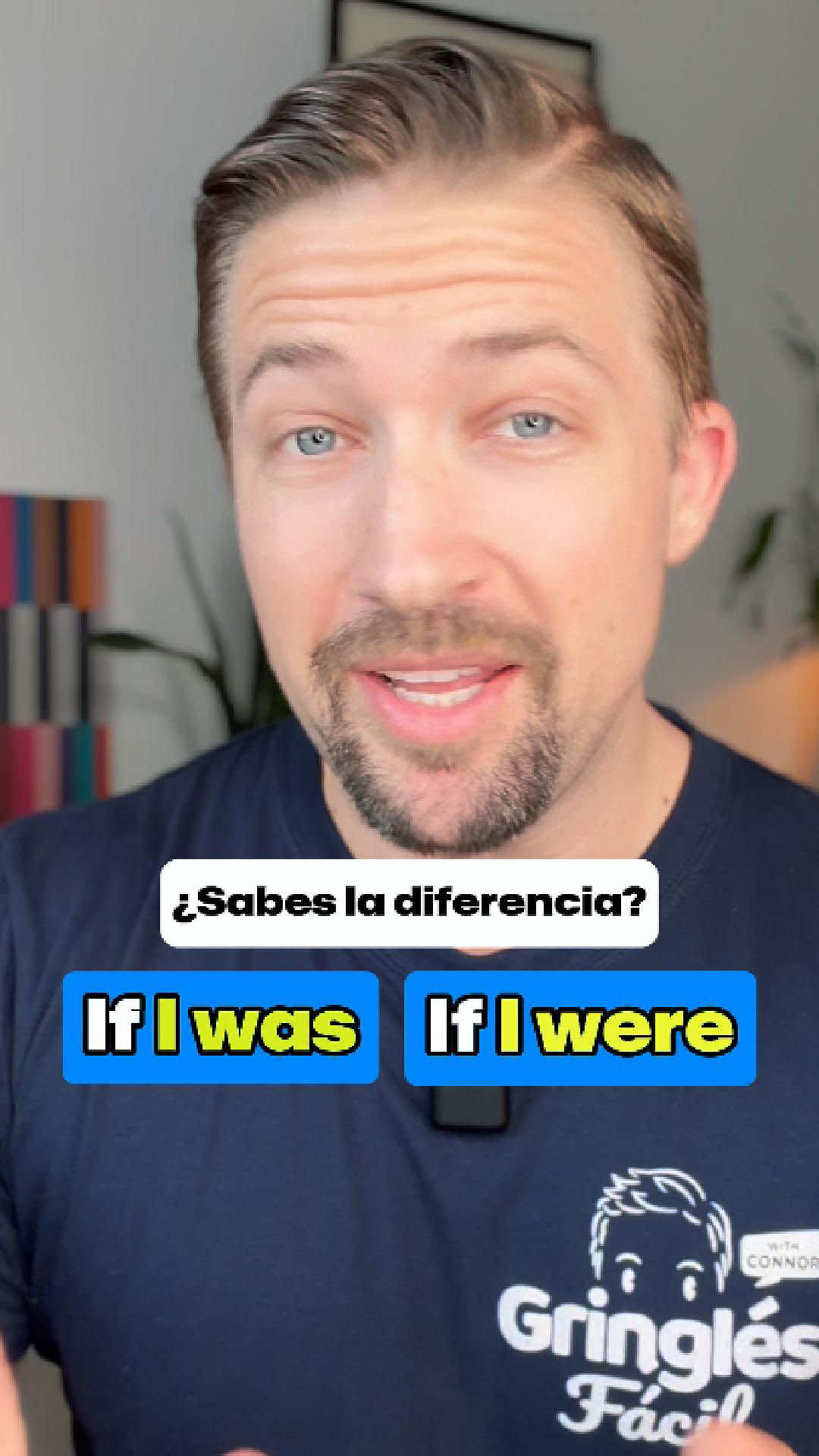 A post by @gringlesfacil on TikTok caption: ¿Usas If I was todo el tiempo? Te falta saber que If I were es para situaciones irreales. Aprende esta diferencia en segundos y sígueme para más. #Ingles #AprendeIngles #Inglesenlinea #English #learnenglish 