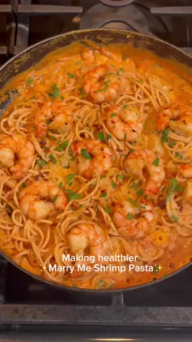 A post by @benjixavier on TikTok caption: I lost 100 lbs by eating healthier versions of all the food I love so…Say hello to my High Protein Marry Me Shrimp Pasta 😍🦐 , its creamy, spicy, packed with flavor, and protein-approved 💪✨ Ingredients 🛒: 🍝 6 oz @Banza🍕🍝🫘 spaghetti  🦐 10-12 large shrimp 🧂 1 tsp paprika 🌶️ 1 tsp chili powder 🧅 1 small yellow onion, diced 🧄 2 tbsp minced garlic 🍅 1/4 cup roasted tomato, chopped 🌿 1 tsp dried basil 🌶️ 1 tsp chili flakes 🧂 1 tsp Italian seasoning 🧅 1 tsp onion powder 🧂 1 tsp black pepper 🧂 1/2 tsp salt 🥫 2 tbsp tomato paste 🥛 1 cup reduced-fat milk 🧀 200g reduced-fat cream cheese 🧀 3 tbsp grated Parmesan 🥬 1–2 cups spinach, chopped ✨ Olive oil cooking spray Macros (Per Serving – makes 4 servings 🍽️): ✅ Calories: 330 ✅ Protein: 29g ✅ Carbs: 28g ✅ Fat: 13g Tag someone you’d cook this for… or someone who owes you dinner 😘👇 #MarryMePasta #HighProteinMeals #HealthyPasta #ShrimpRecipes #ProteinPacked #MealPrepIdeas #EasyDinner #Foodie #MacroFriendly #FoodIsFuel #PastaNight #Banzapartner
