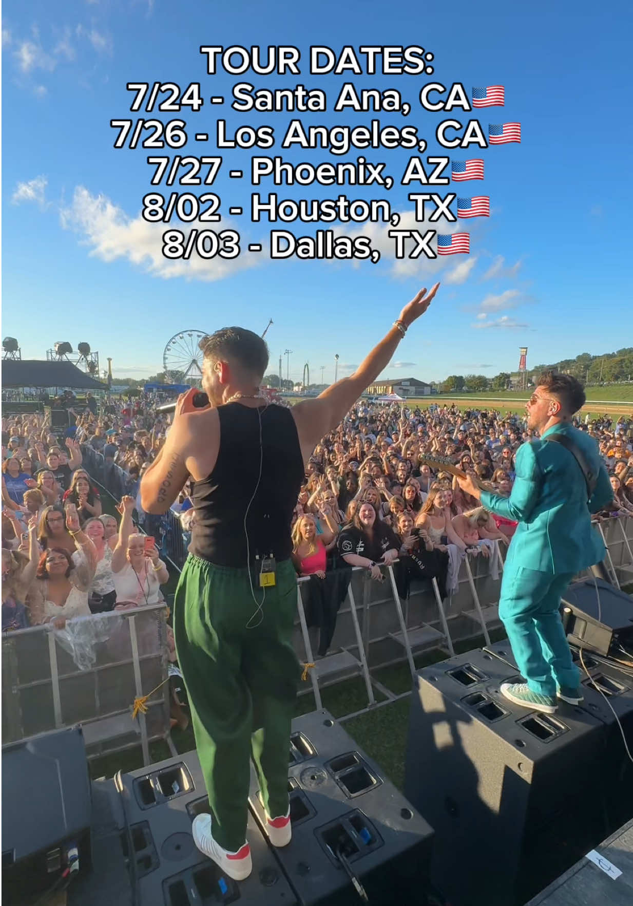 A post by @crashadams on TikTok caption: from the street to the stage… SEE YOU ON TOUR🎟️ upcoming shows: 7/24 - Santa Ana, CA🇺🇸 7/26 - Los Angeles, CA🇺🇸 7/27 - Phoenix, AZ🇺🇸 8/02 - Houston, TX🇺🇸 8/03 - Dallas, TX🇺🇸