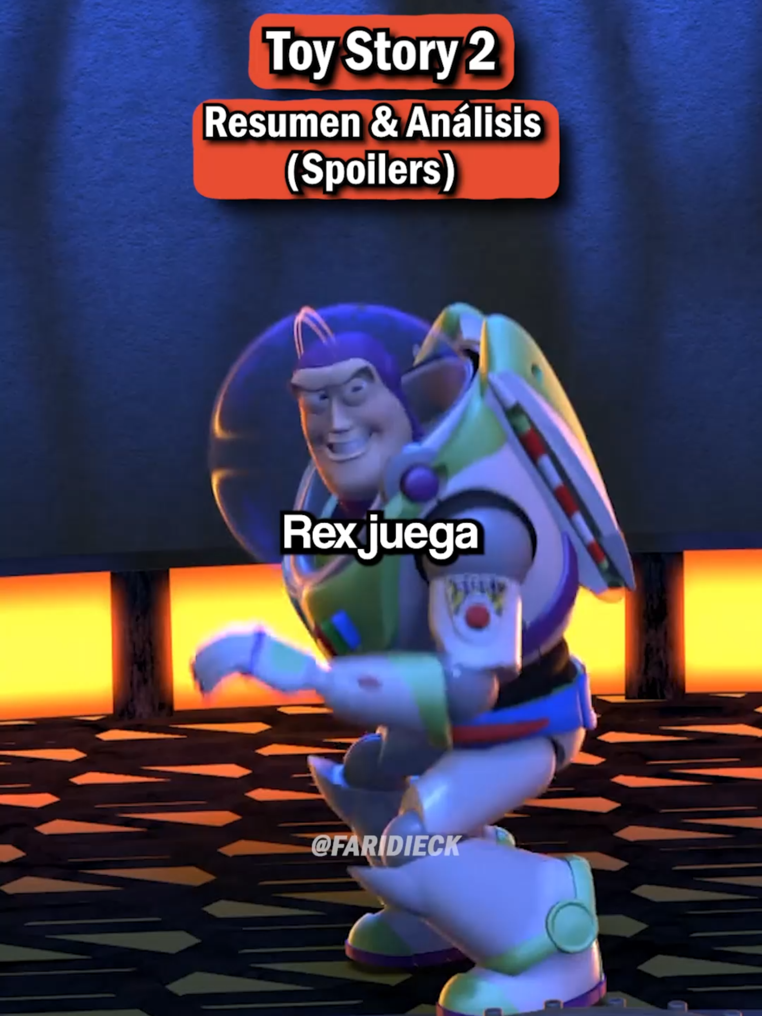 A post by @faridieck on TikTok caption: Toy Story 2 (Spoilers). Resumen y Análisis. Sígueme aquí @faridieck para más relatos y reflexiones.