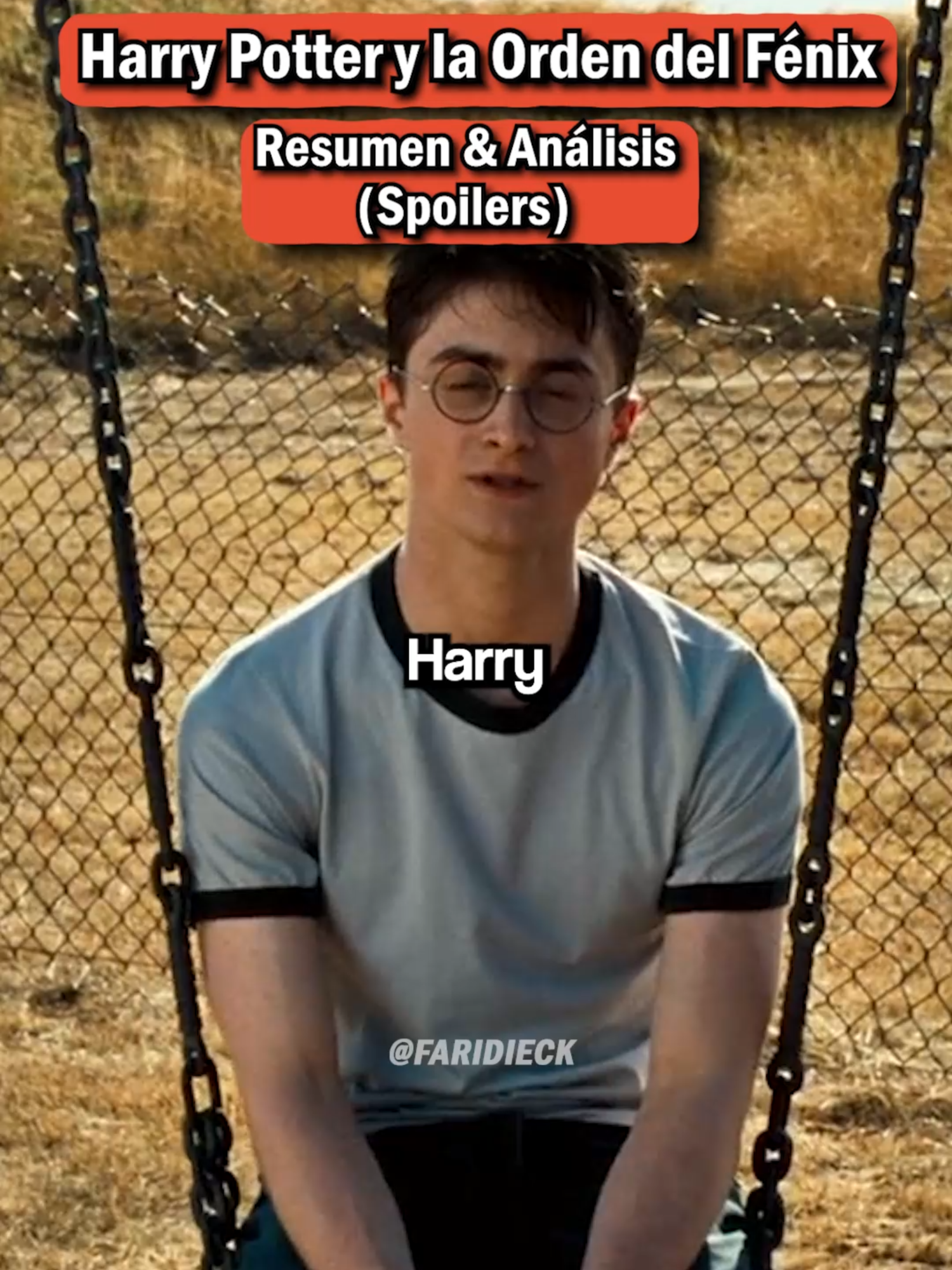 A post by @faridieck on TikTok caption: Harry Potter y la orden del Fénix (Spoilers). Resumen y Análisis. Sígueme aquí @faridieck para más relatos y reflexiones.