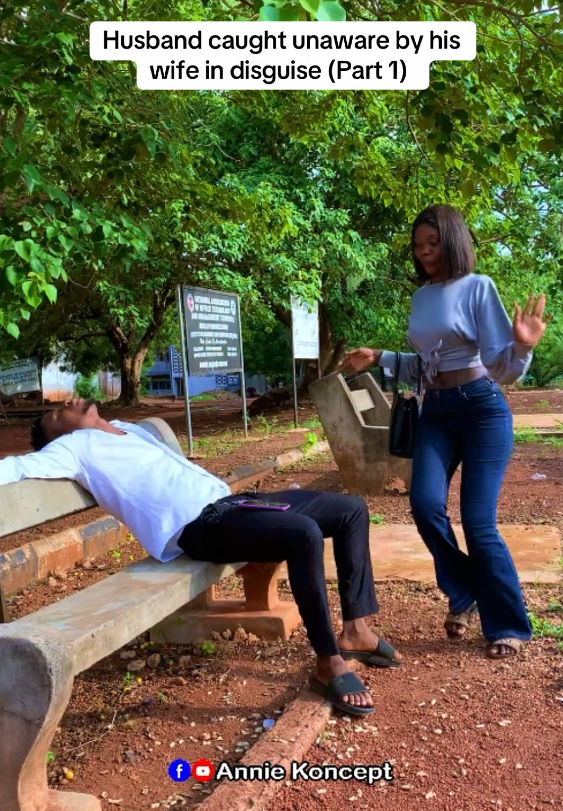 A post by @annie.koncept8 on TikTok caption: Husband caught unaware by his wife in disguise (Part 1)  #AnnieKoncept #HelpHomeless #shortfilms #homeless #richman #helpingothers #motivational #inspiring #inspirationalstories #educatingstory 