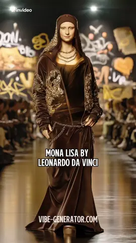 A post by @vibegenerator on TikTok caption: Paintings on the Runway – Mona Lisa, American Gothic, Bacchus & More! Order best-selling ads for your business or a personalized video featuring your face at VibeGenerator.ai. We create all kinds of videos, from clips and trailers to personalized video gifts featuring your face. Access AI video guides, some of my prompts, and exclusive extra content by visiting our Patreon: patreon.com/Vibe_Generator #monalisa #americangothic #bacchus #painting #Art #runway #vangogh #davinci #invideoai