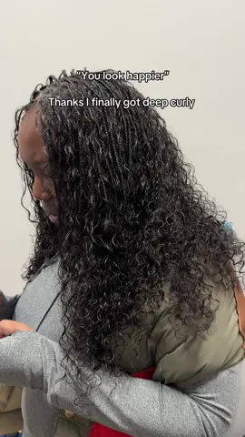 A post by @midahair on TikTok caption: This could be you if you sign up for the mailing list to be notified first when deep curly come back in stock this Friday at 12pm EST  #deepcurlybundles #humanhairbraids #bohobraids 