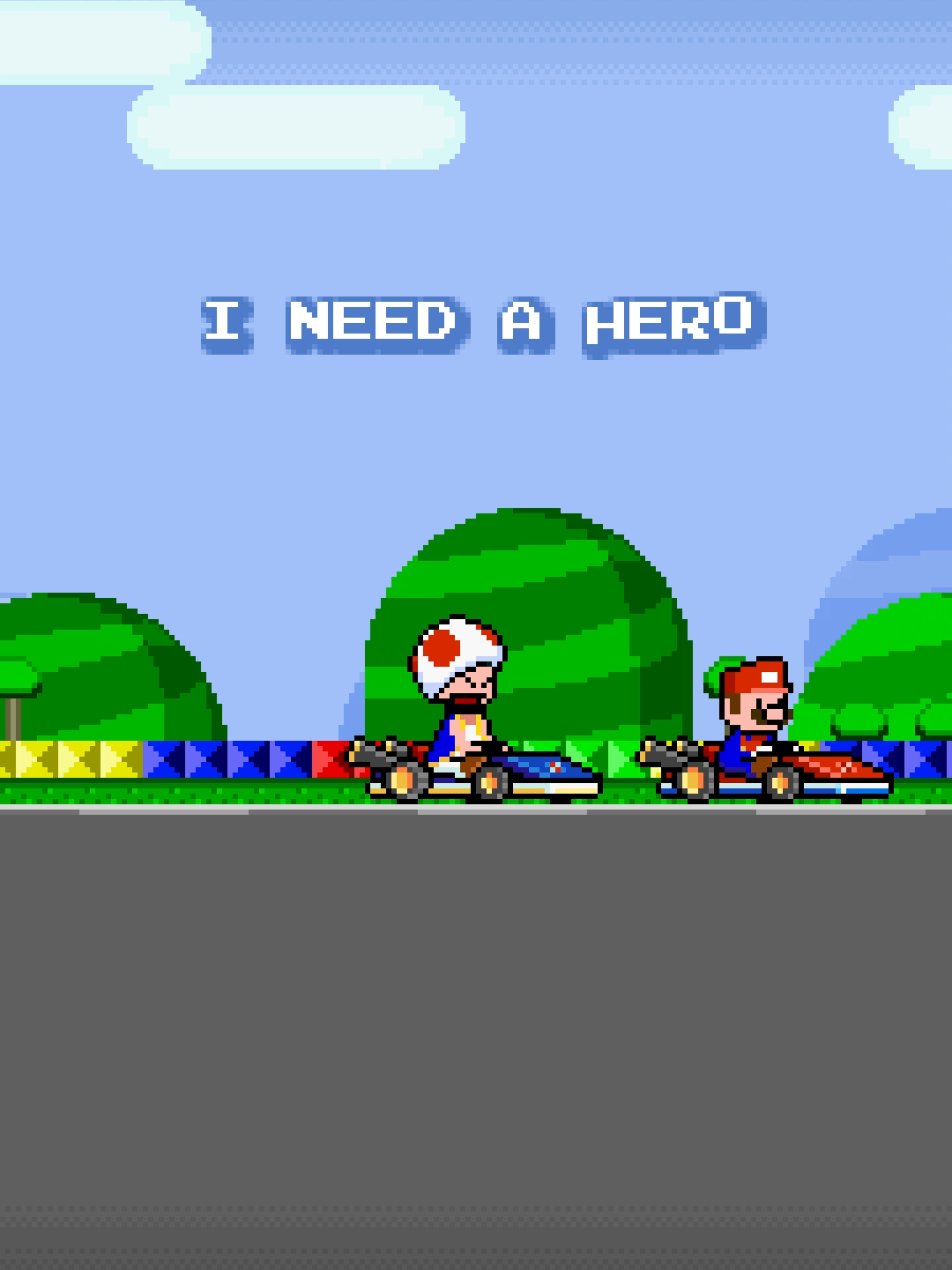 A post by @dave.xp on TikTok caption: I need a hero! ⭐️ #mariokart #pixelart 