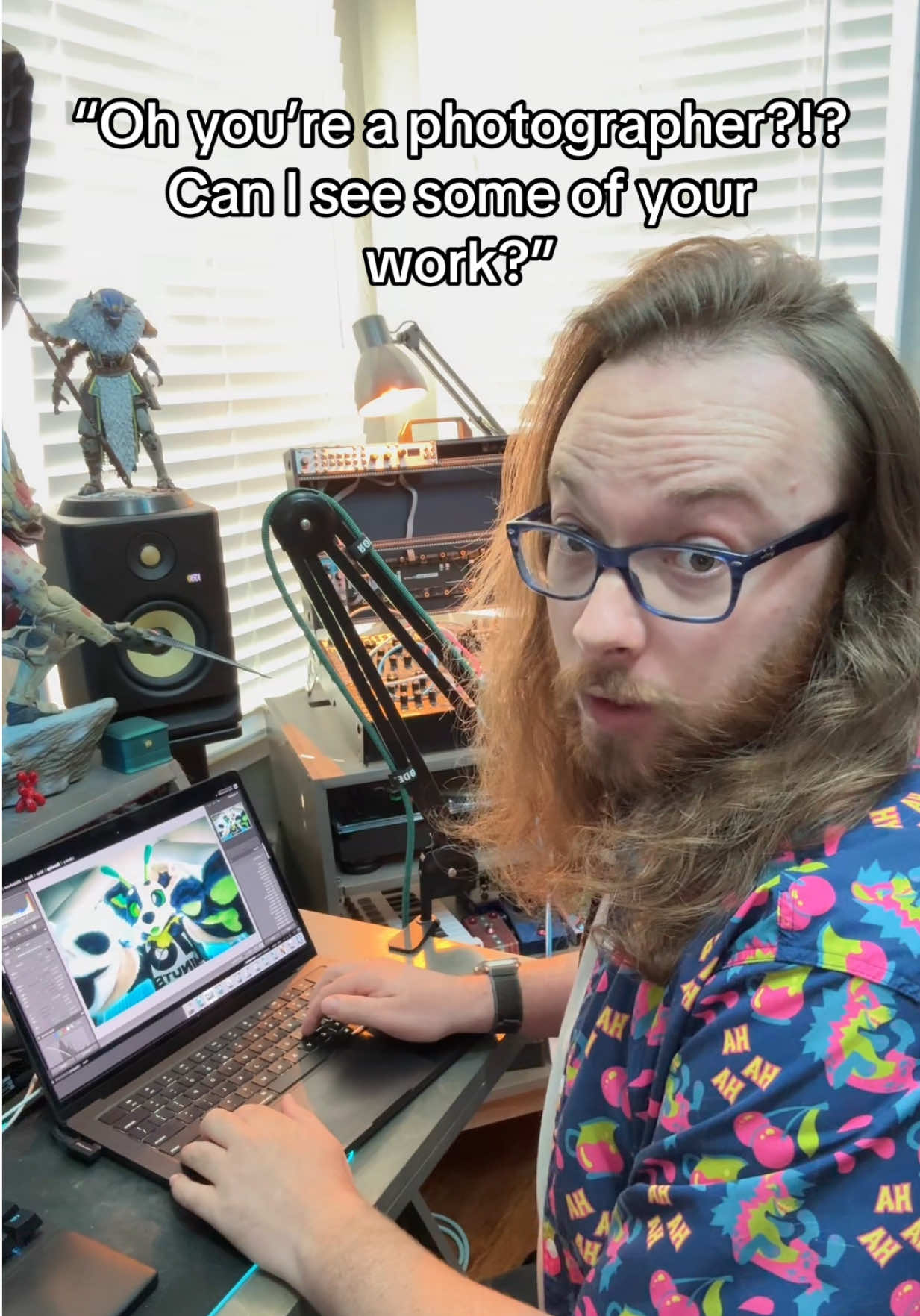 A post by @ on TikTok caption: 90% of my photos are fursuits