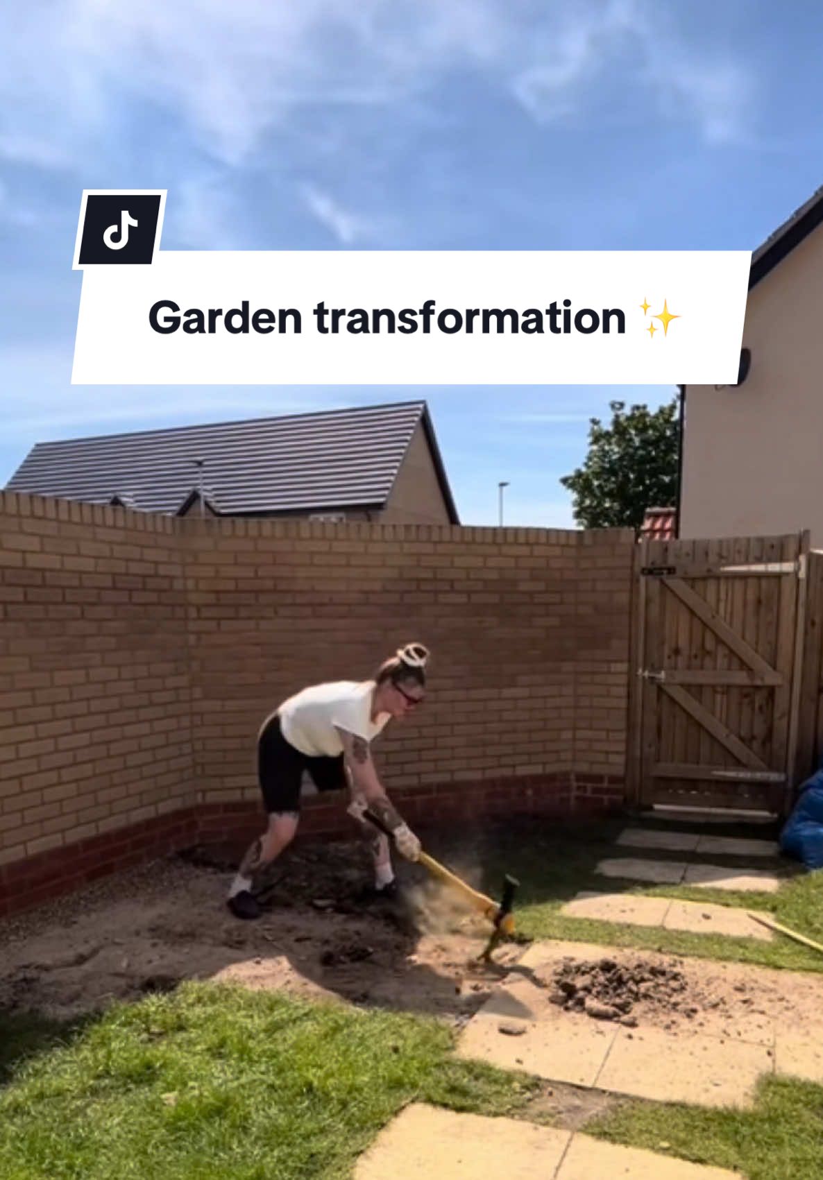 A post by @meggsfordays on TikTok caption: We are transforming our neglected new build garden into a country core courtyard… I mean we’re trying over here ok! The series is officially back as of next week and will be taking over the grid! Lots has happened since we last visited this one so pop it in your diaries👀 garden reno is back for the last time.. I think #gardentransformation #gardenbeforeandafter #newbuildjourney #newbuild #newbuildgarden #cottagegarden #cottagecore #renovationproject #gardenproject 