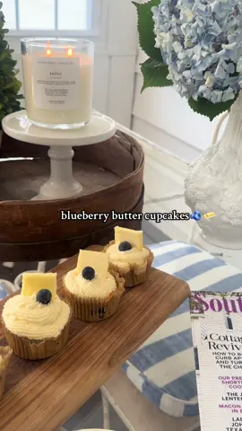 A post by @fancytiktokbygab on TikTok caption: let me know if you like these baking videos- i'll do more hehe 🫐 🧈 #fyp #cupcake #recipe #summer 