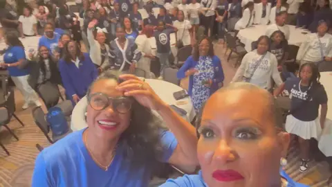 A post by @tatyanaalitv on TikTok caption: Today if you're looking for a reason, listen to these 600 girls cheering each other on! Congratulations to the Archonettes & Amicettes on your first inaugural youth conference! #ZetaPhiBeta 💙🤍💙