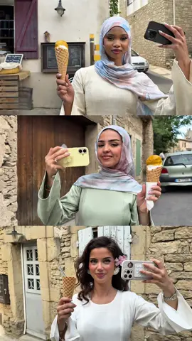 A post by @byhasanat on TikTok caption: clink clink , we made it to the south of france 💅🍓✨ #modestdress #southoffrance #hijab #provence #girlsholiday #summer 