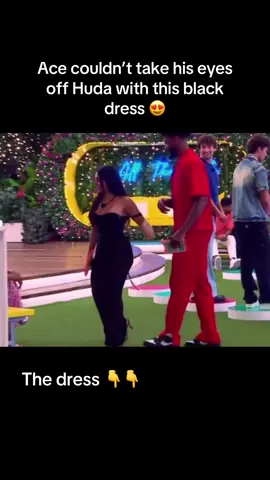 A post by @thesoftlifesecrets on TikTok caption: That man wants her bad 😩 but I got the dress because I’m obsessed 🥰 #fyp #Lovelsland #LovelslandUSA #huda #ace ##aceloveisland #hudaandace #hudaloveisland #fypシ #blowthisup #tiktokshopfinds #loveislandusa #loveislandepisode26 ace and Huda edits 