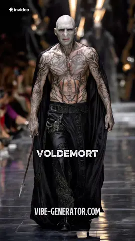 A post by @vibegenerator on TikTok caption: Iconic Villains on the Fashion Runway – Voldemort, Night King, Red Skull, Bane & More! Order best-selling ads for your business or a personalized video featuring your face at VibeGenerator.ai. We create all kinds of videos, from clips and trailers to personalized video gifts featuring your face. Access AI video guides, some of my prompts, and exclusive extra content by visiting our Patreon: patreon.com/Vibe_Generator #voldemort #nightking #redskull #bane #villains #fashionrunway #style #movies #invideoai 