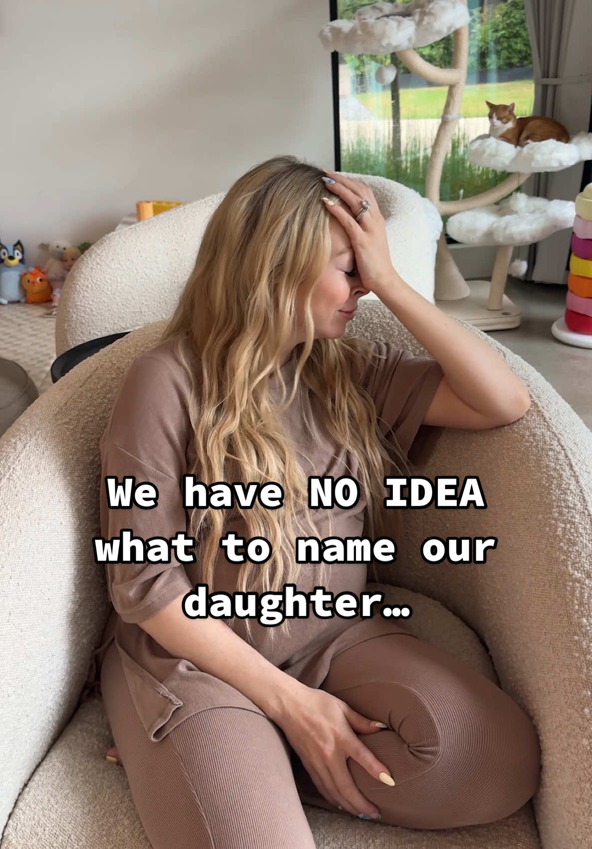 A post by @kayandtayofficial on TikTok caption: We’ll name her whichever suggestion has the most likes! 😳😅 backstory ::: Kay is over 6 months pregnant and we still do not have a name for Bug! 😅 We have been going back and forth with different names, but nothing has stuck yet! We didn’t have this much trouble with Ellie, because when we first heard the name, it just stuck! But this time has been so different! As we get closer to bug being born, we are starting to get worried that we won’t have a name at all! 😅 I really hope that we can get it together and come up with her name soon! Because I want to be able to decorate the nursery and all before she gets here! If there are any suggestions, please let us know! (Also we will not actually be naming bug the most liked name suggestion) 😂 #kayandtayofficial #couples #relationships #pregnant #postpartum 