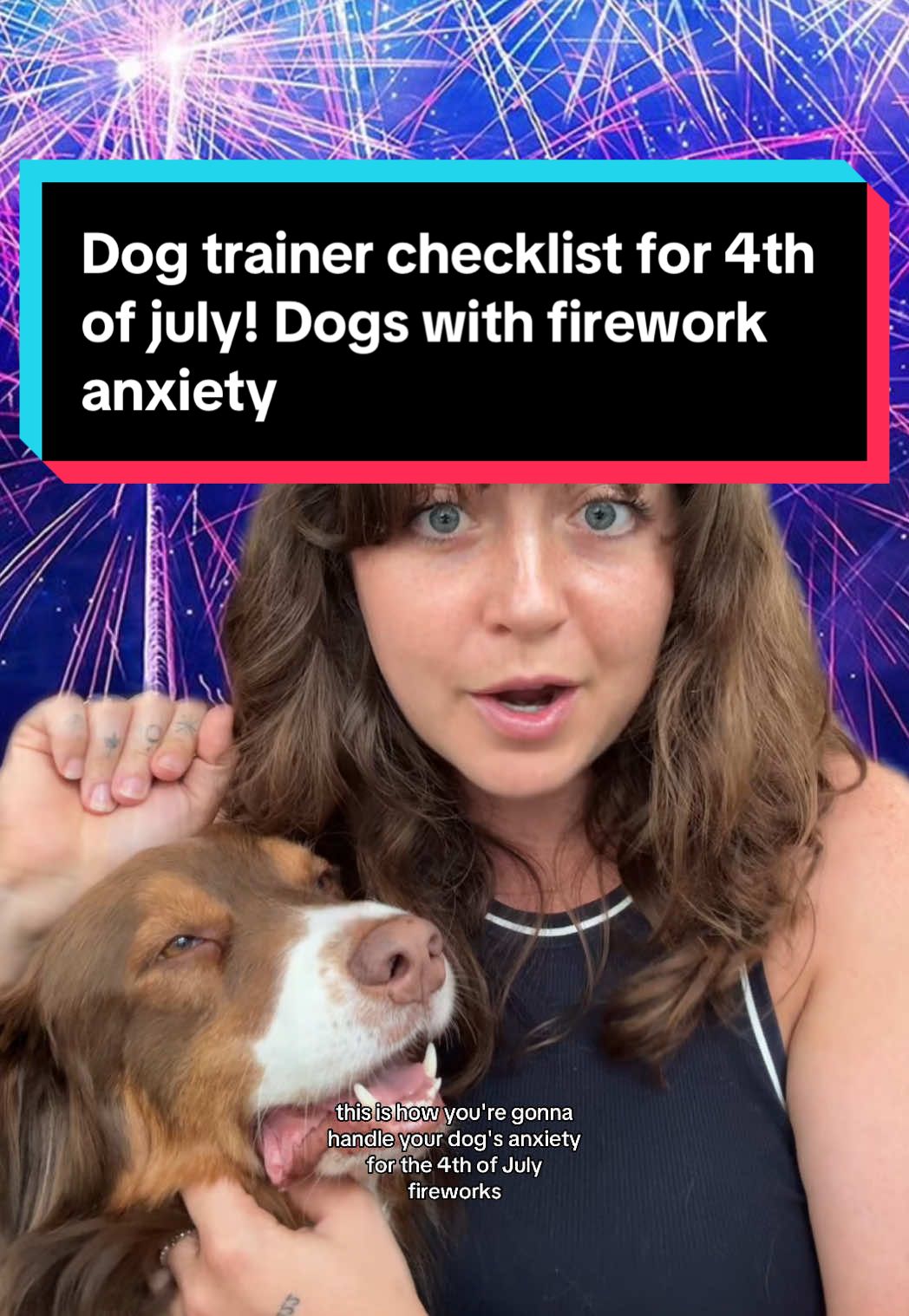 A post by @taylorcezanne on TikTok caption: ‼️ SAVE THIS & SEND TO A FRIEND!‼️ #fourthofjuly #fireworkanxiety #dogsfireworks #dogtraining #puppylife #summervibes #howtotrainadog #dogtips #dogpeiple 