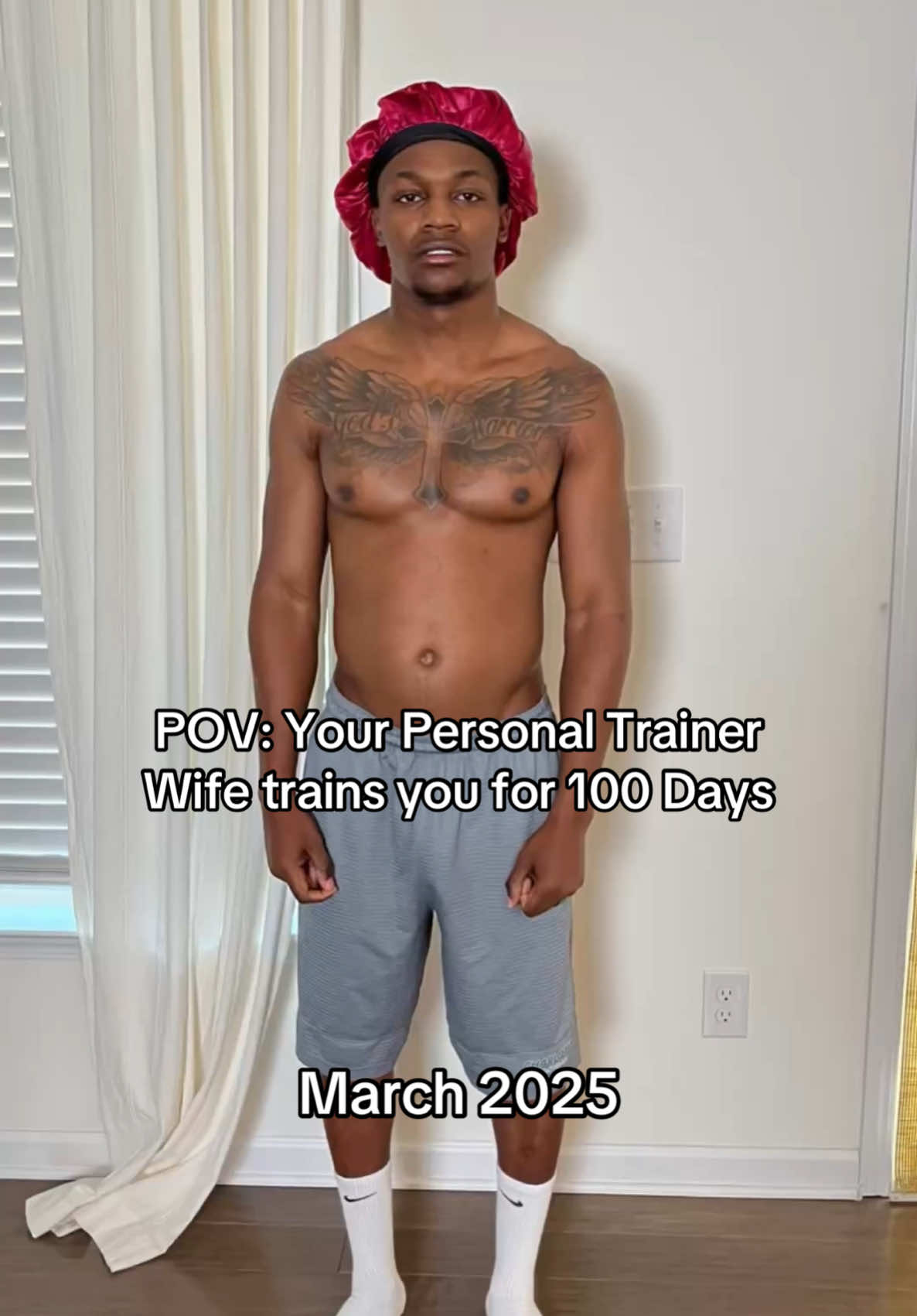 A post by @ on TikTok caption: POV: Your Personal Trainer Wife trains you for 100 days and TURNS YOU INTO A BEAST ! @mahaselena  #fitness #workout #transformation #fitnesstransformations #motivation #fitnessmotivation #100daychallenge 