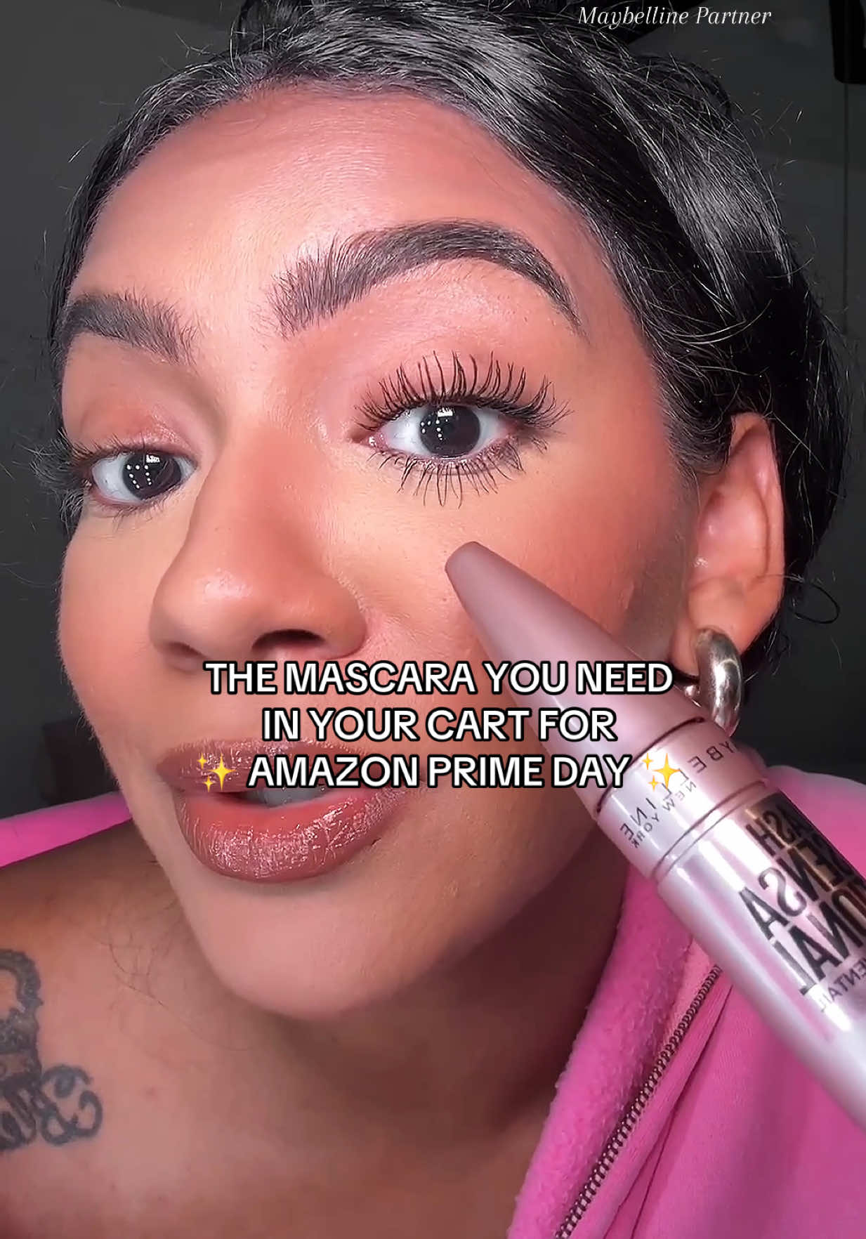 A post by @bettyyannhill on TikTok caption: @Maybelline NY where had the lash sensational mascara been hiding from me😭🤌🏽 Run to Amazon & add it to the cart friendsssss❤️‍🔥 #maybelline #maybellinelashsensational #maybellinepartner #maybellinemascara #ttsbeautybesties #tiktokshopbeauty #amazonprimeday #amazondeals #mascaratok #buildablemascara #summermakeup #lashesonfleek 