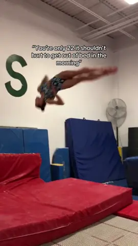 A post by @livvy on TikTok caption: It built character tbh #foryou #gymnastics #fail #sports #flip #funny #lsu #college 