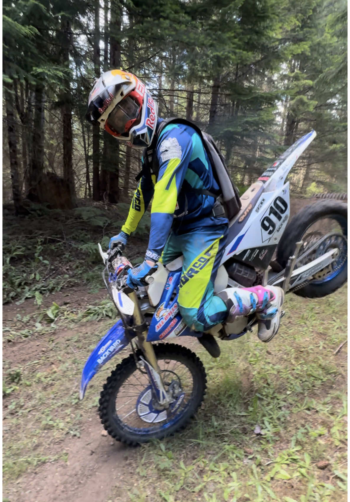 A post by @carsonbrown_910 on TikTok caption: Had to do a couple 4-stroke posts so that you guys could appreciate these 2-stroke ones 🤝 Never a dull moment messing around on the @All Balls Racing YZ250X with a fun crew. Save 50% today on @onX Offroad with the code “FoJ25” for their 4th of July sale and make this your best off-road season yet. @Red Bull Motorsports @Red Bull @MotoSport.com #yamaha #YZ250X #2stroke 🎥: @Charlie McDermott Hale  