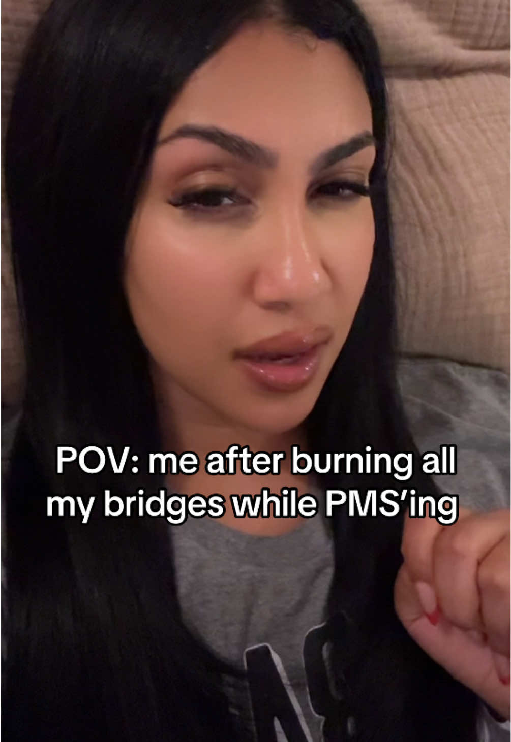 A post by @queennaija on TikTok caption: I’m a horrible person those 3 days before my period, I’m sorry. 😞 