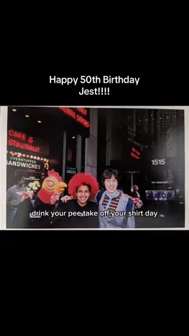 A post by @grandpakimyadawson on TikTok caption: I met @Jest Commons when we were teenagers and wrote him this song when he turned 25. Today he is 50! If you know him you know that’s an amazing feat. We’ve been roommates and bandmates. And there have been times I have wanted to slap him silly, but he is a longtime member of my messed up struggle bus of a chosen family and I’m proud of how hard he’s been working on recovery and sticking around. Yep. Yep. Big luv. LAFF LOUD. 🐔