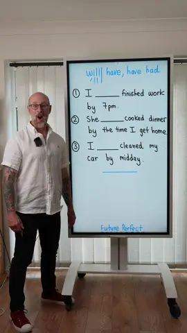 A post by @thegrammargoat on TikTok caption: Future Perfect in 60 seconds! #grammar 