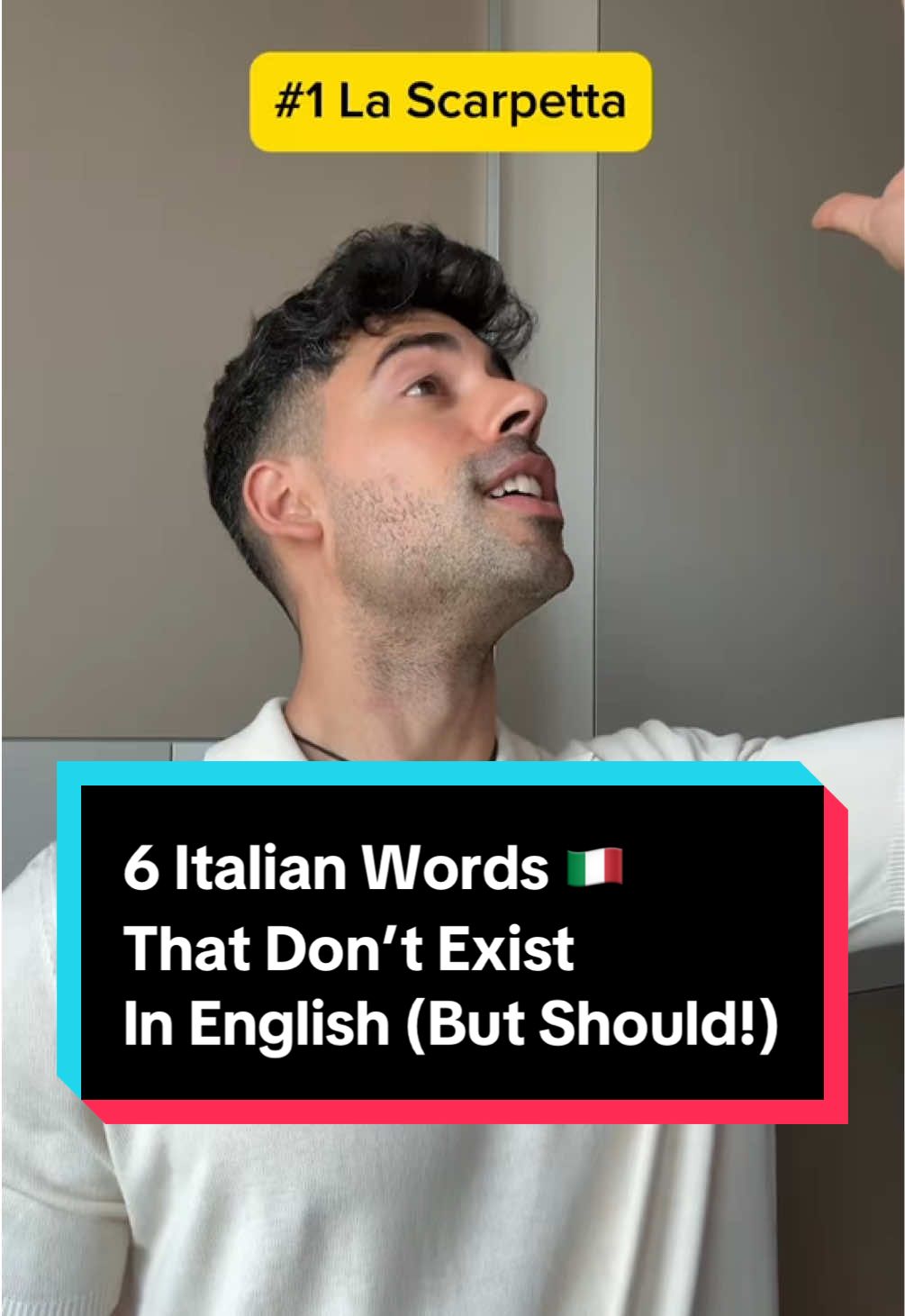 A post by @italianteachertony on TikTok caption: 6 Italian Words That Don’t Exist in English, But Should! 🇮🇹 #italian #italiano #learnitalian #speakitalian #languagelearning #italianlanguage #language #italianforbeginners 