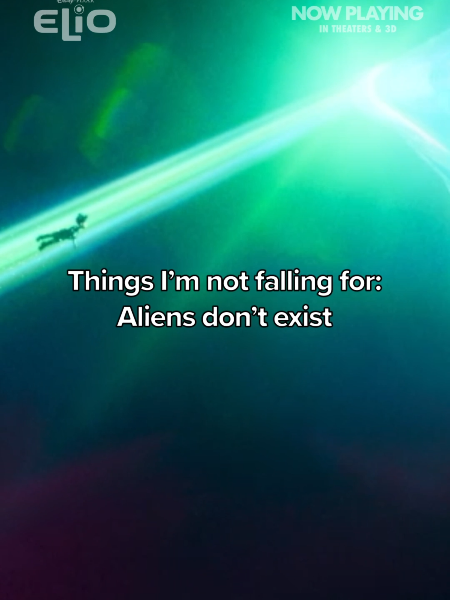 A post by @pixar on TikTok caption: nope, not falling for that 🙂‍↔️ Get your tickets for #Elio, in theaters NOW!!