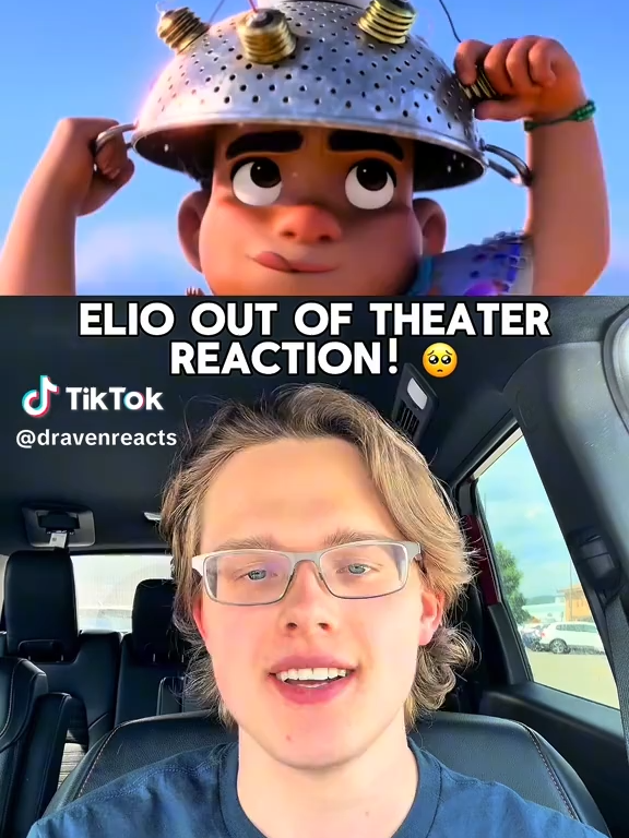 A post by @pixar on TikTok caption: "It absolutely hits my heartstrings" 🥺 See #Elio in theaters NOW! @dravenreacts